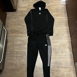 Women’s Adidas Black Hoodie Set with White Accents
